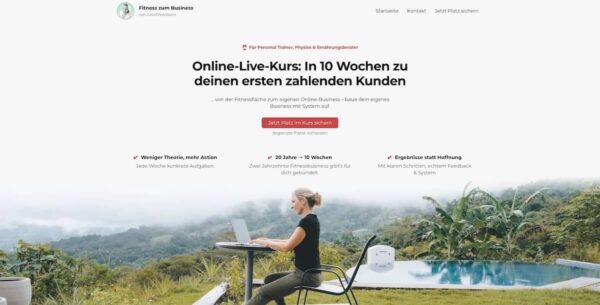 screenshot der webseite von julia ehrenheim coach für gesundheitsexperten